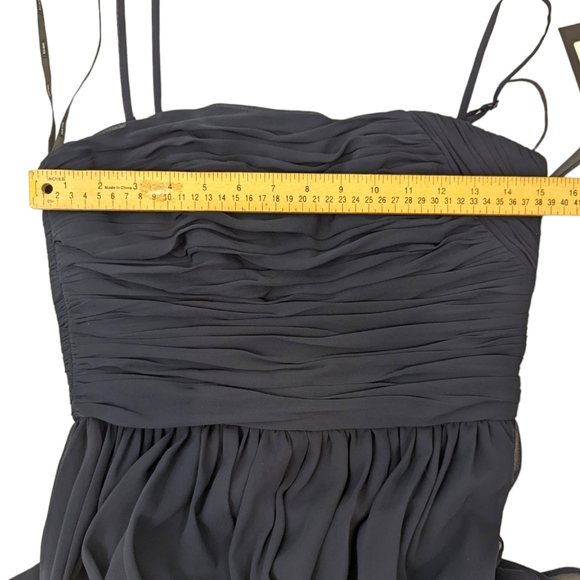 Vera Wang Dress Chiffon Long Gown Navy Blue Strapless Formal Black Tie Womens 6 - Picture 8 of 13